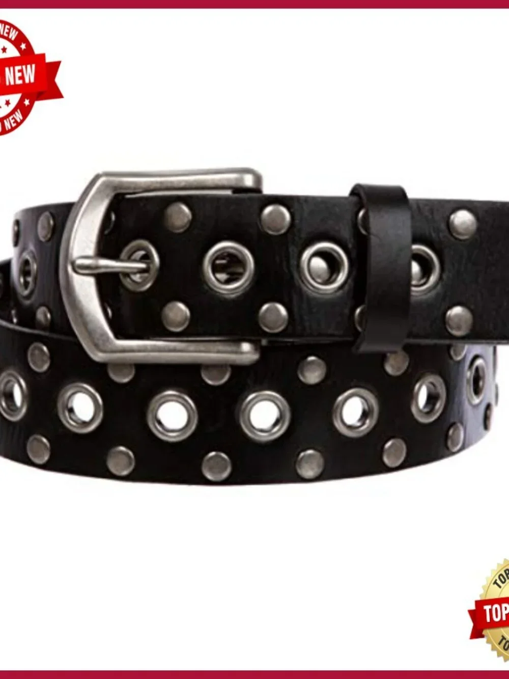 Casual Riveted Studded Leather Belt - 1.5